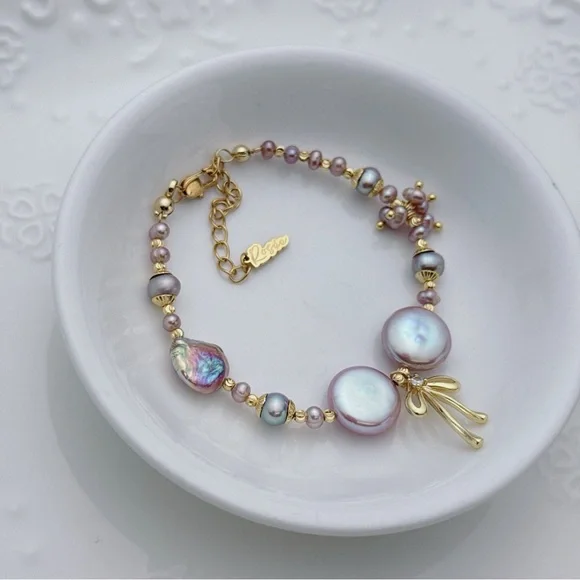 B98 Handmade Freshwater Baroque Pearl Bracelet Necklace 2in1